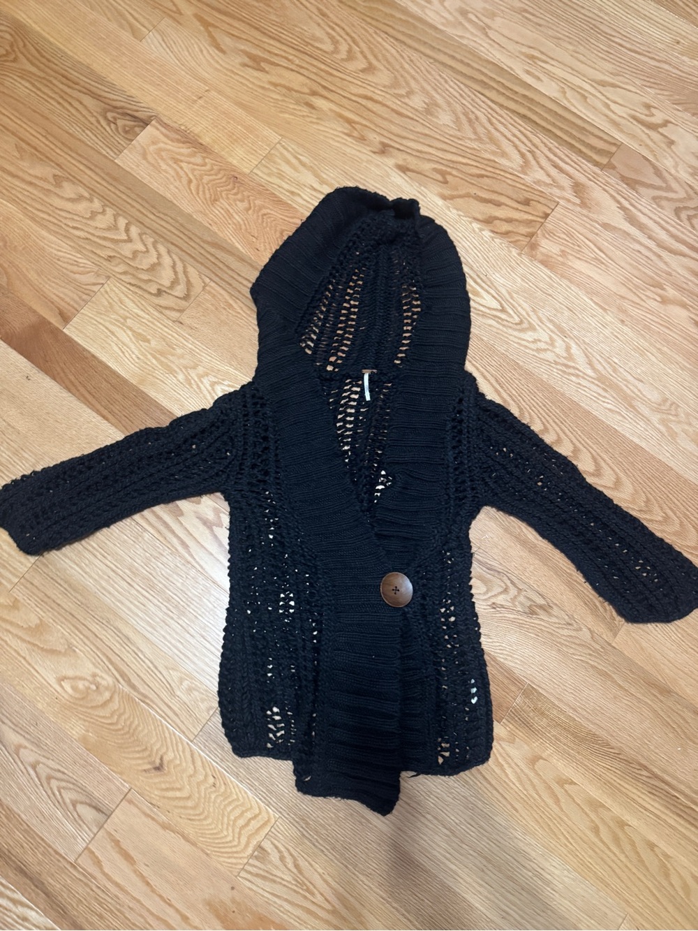 Free People Chunky Loose Open-Knit Hooded Cardigan Sweater L
